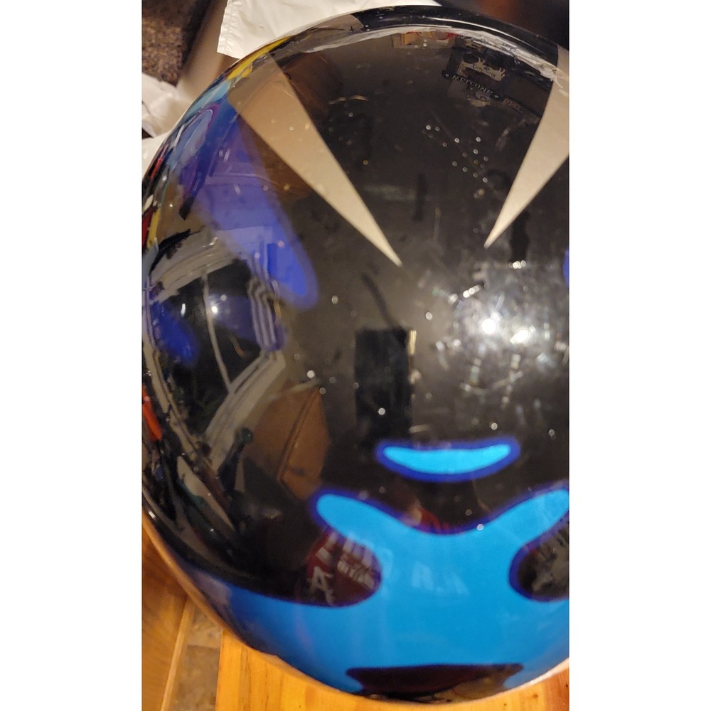 HJC Full Face Motorcycle Helmet Black Blue Flame Graphic Snell M90 DOT Size XL - Picture 10 of 13